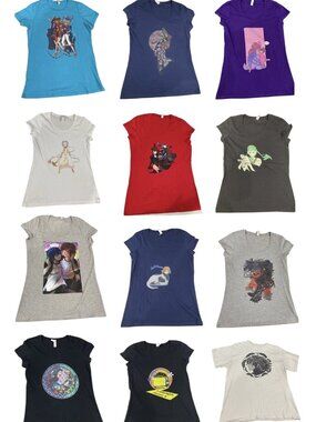 Persona Kingdom Hearts Anime Manga Graphic T-Shirt Lot Womens XL Emo Skater Y2K